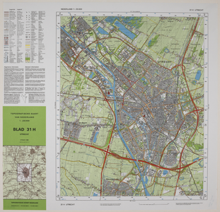 217100 Topografische kaart van de stad Utrecht met omgeving (kaartblad 31H).